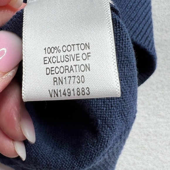 NWT Merona Blue Ruffle Cotton Quarter Sleeve V Neck Button Sweater Size XS - Picture 11 of 11